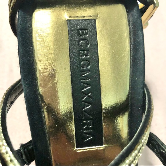 BCBG MaxAzaria Stiletto Strap High Heels  Black/Gold Size 9M - Picture 6 of 10